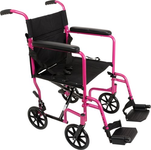 Transport Chair Alum 19 With Footrests Pink Probasics