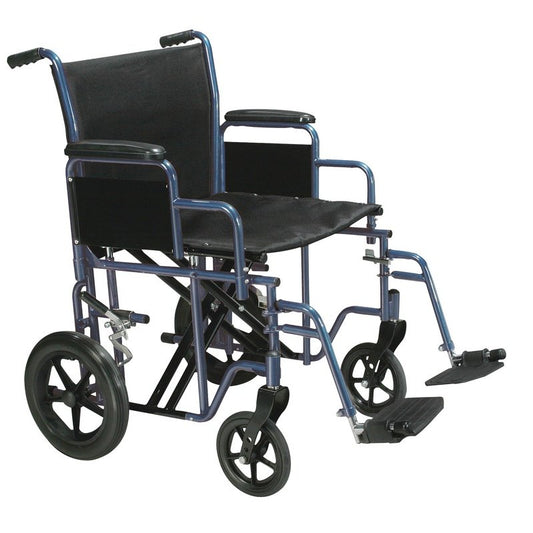 Transport Wheelchair Bariatric 22 Wide Blue