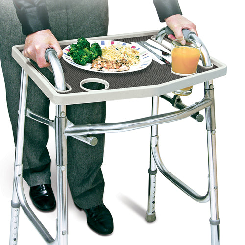 Walker Tray W/ Grip Mat Gray