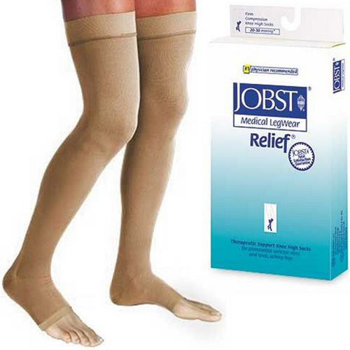 Jobst Relief 20-30 Thigh-hi Dot Ot Beige Med Silicone Band