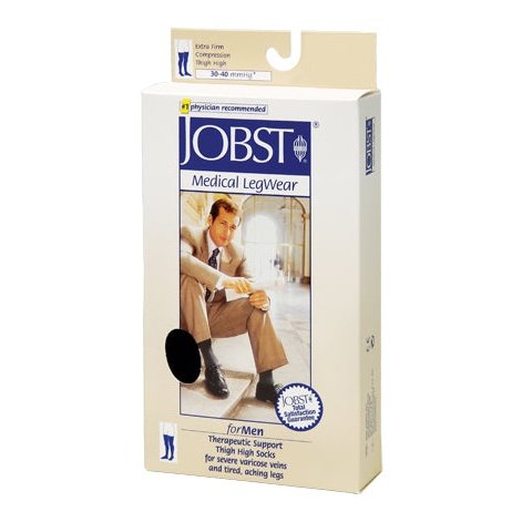 Jobst For Men 30-40 Ribbed Thigh-hi Black X-large