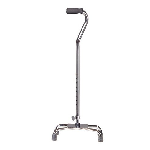 Quad Cane-large Base Silver W/vinyl Grip