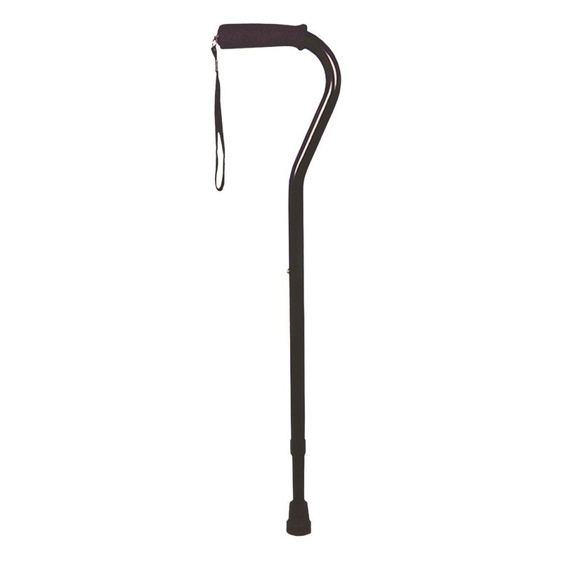 Deluxe Adjustable Cane Offset W/wrist Strap-black