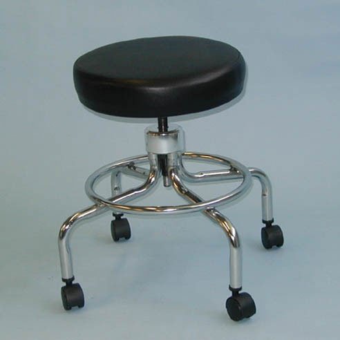 Classic Doctors Stool W/o Back W/ Foot Ring & Casters