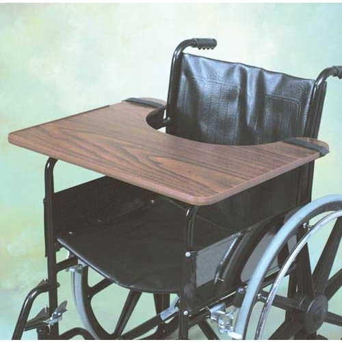 Standard Wheelchair Tray with Velcro Straps - 24"x20", Wood Grain