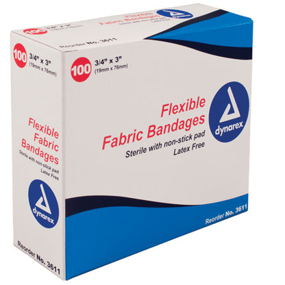 Flexible Fabric Bandages 3/4 X3 Sterile Bx/100