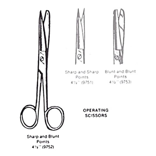 Operating Scissors- Sharp/blunt- 4 1/2 Straight