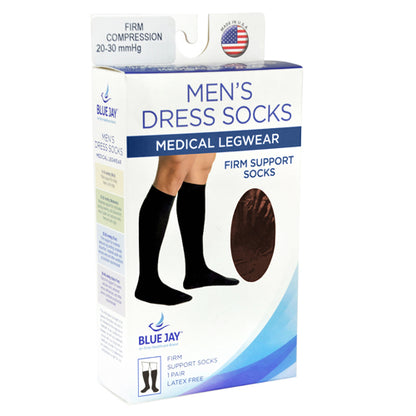 Men's Firm Support Socks 20-30mmhg Brown Large