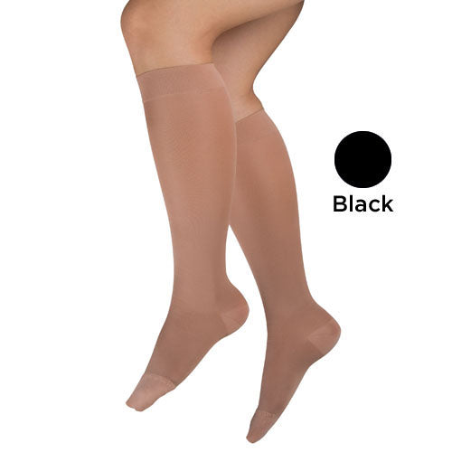 Microfiber Moderate Lg 15-20mmhg Knee Highs Black