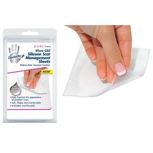 Dexterity Silicone Gel Scar Sheets 2.5"x3" - Adhesive, Reusable Pack of 2