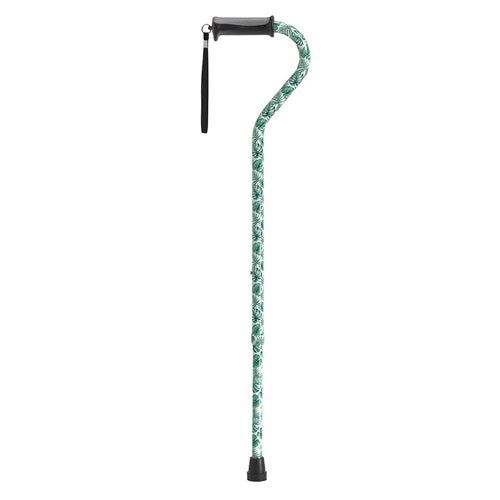 Offset Cane With Gel Grip Green Leaves