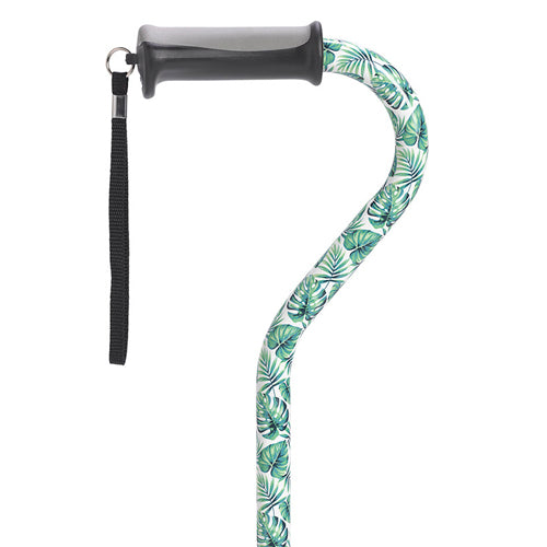 Offset Cane With Gel Grip Green Leaves