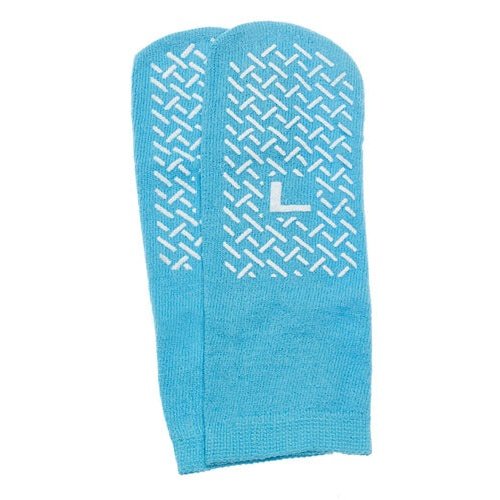 Slipper Socks; Large Sky Blue Pair Men's 7-9 Wms 8-10