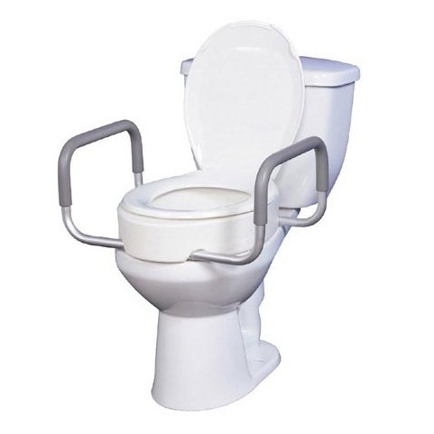 Elevated Toilet Seat W/arms For Elongated Toilets T/f