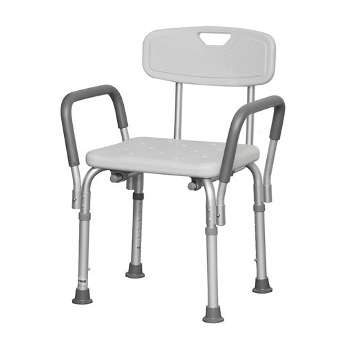 Bath Bench Adj Ht. W/back-kd Remov. Padded Arms pmi