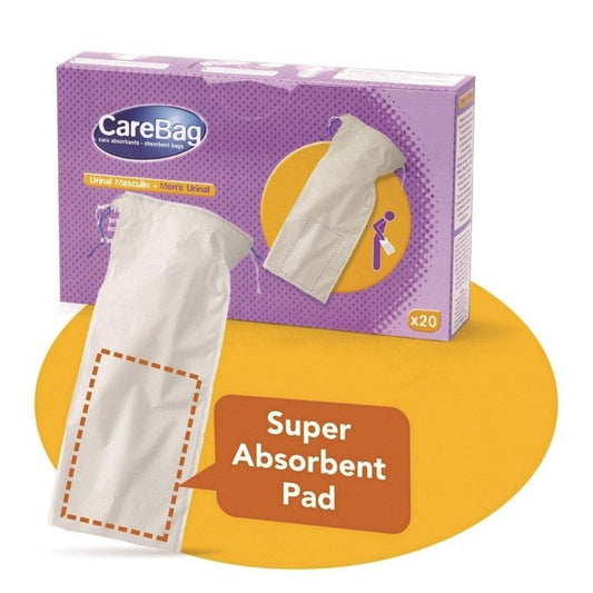 Carebag Men's Urinal Bag W/super Absorb Pad Box/20