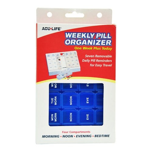 Pill Organizer Weekly W/28 Com One Week Plus Today' Blue